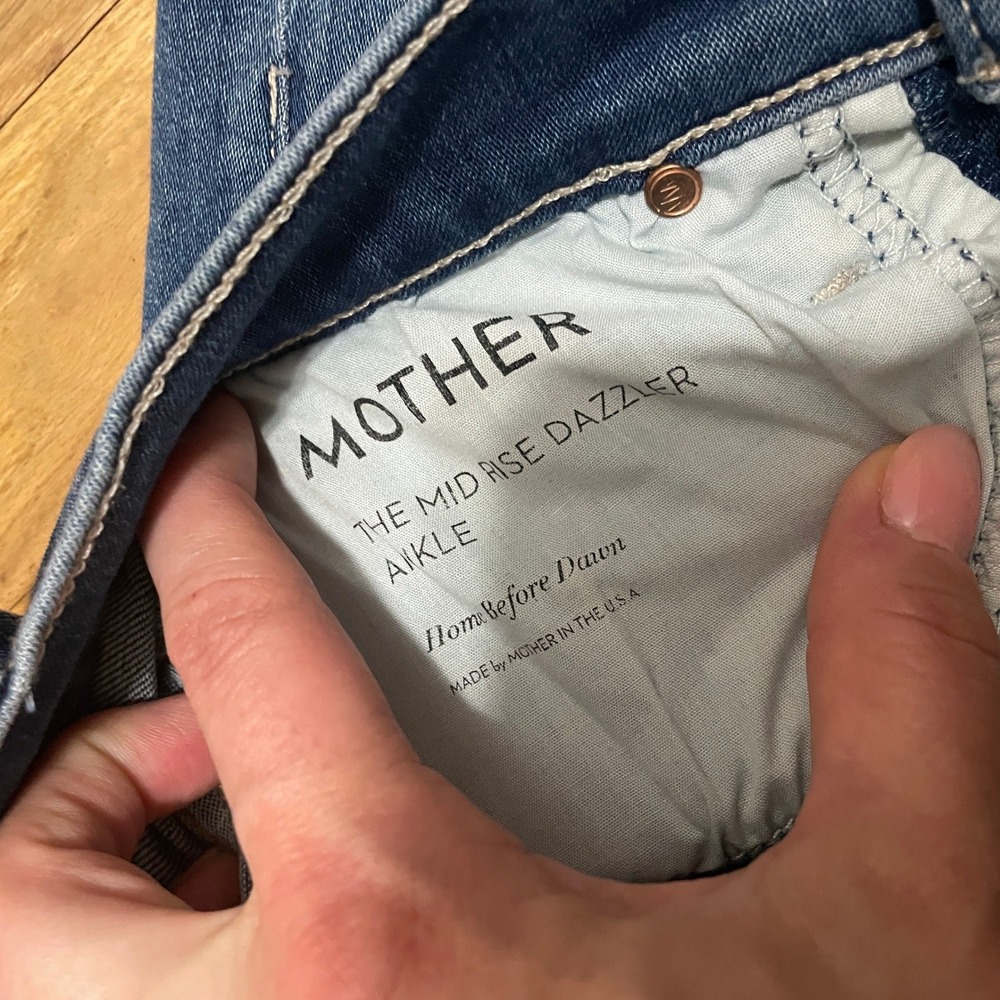 Mother Size 25 Mid Rise Dazzler Ankle Jeans Home Before Dawn Blue Slim Straight - Picture 3 of 6